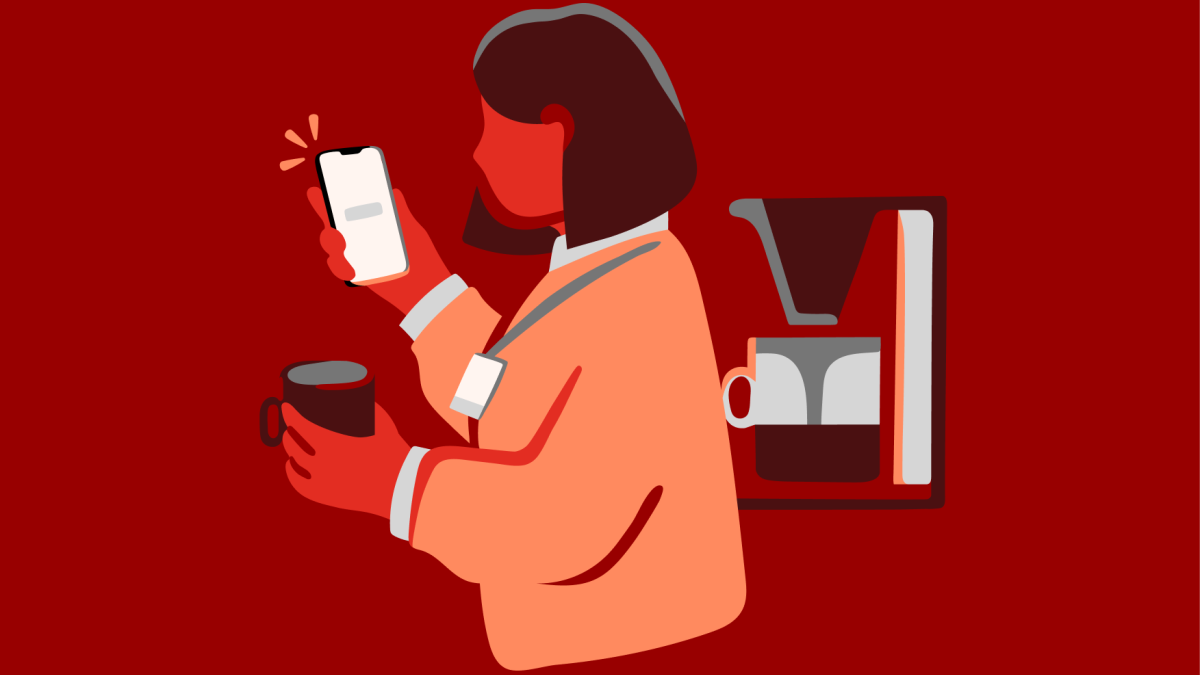 Illustrasjon av dame som besøker Digipost kontroll på sin mobil